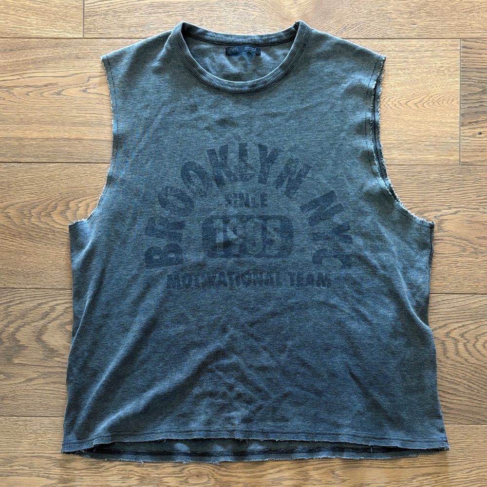 Zara Brooklyn Graphic Sleeveless Top - Gray